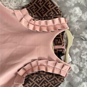 Fendi Roma Kids Blush Pink Ruffle Accent Dress